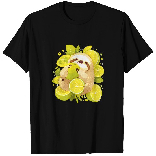 Sloth Pet Lime Sloth Colourful Drawing Artwork Wildlife Sloth Lover T-Shirts
