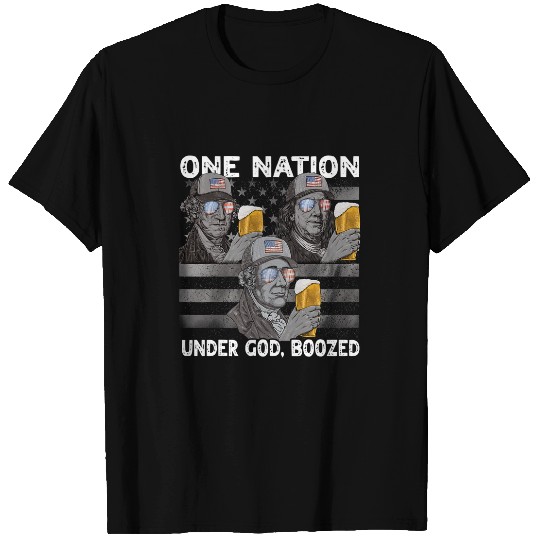 Beer Fun One Nation under God Boozed Presidents 4th of July Beer Men T-Shirts