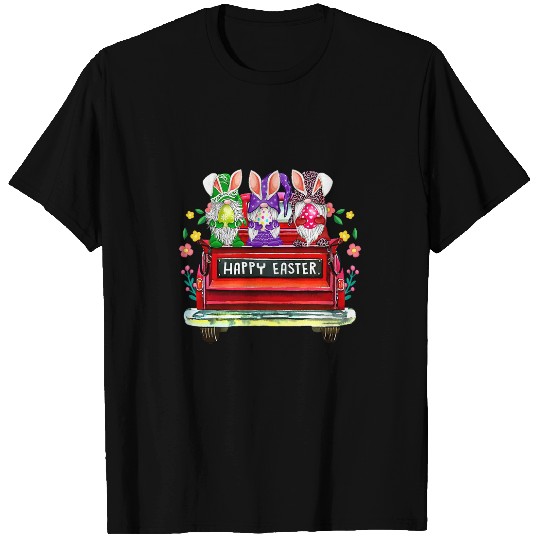 Cute Gnomes with Bunny Ears Egg Hunting Truck Happy Easter T-Shirts