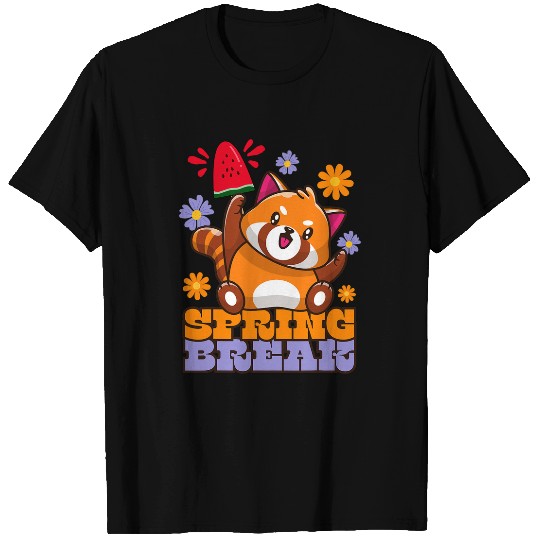 Panda Pet Red Panda Spring Break Watermelon Ice Cream Kawaii T-Shirts