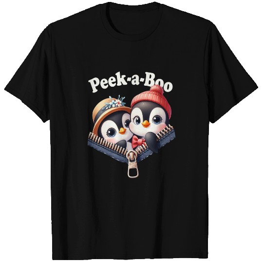 Penguin Pet Funny Peekaboo Cute Penguin Couple T-Shirts