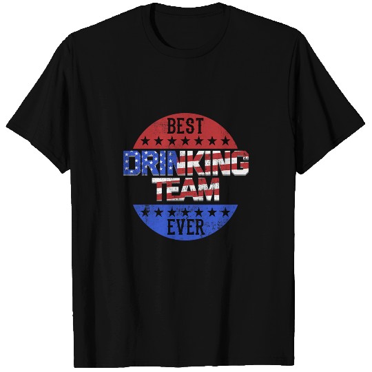 Beer Fun Drinking Team Beer Pong Independence Day Patriotic USA Flag T-Shirts