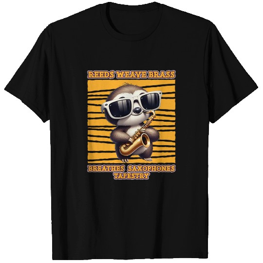 Sloth Pet Reeds Weave Brass Breathes Saxophones Tapestry Sloth T-Shirts