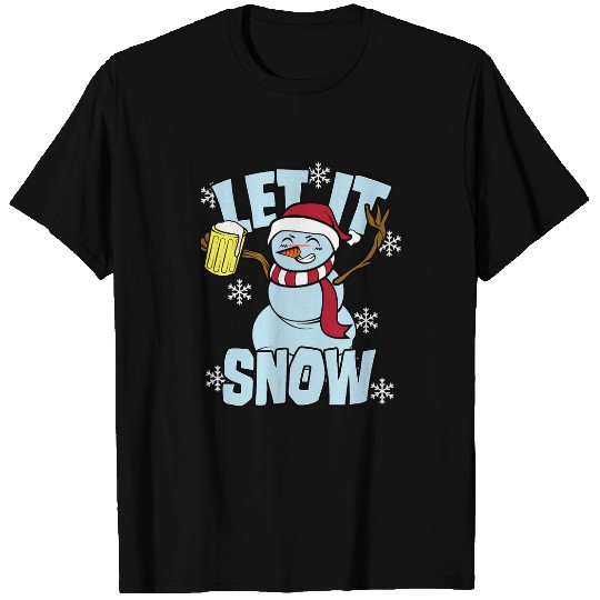 Beer Fun Drinking Snowman Let It Snow T-Shirts