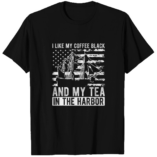 Coffee Fun I LIKE MY COFFEE BLACK AND MY TEA IN THE HARBOR Boat Fan T-Shirts