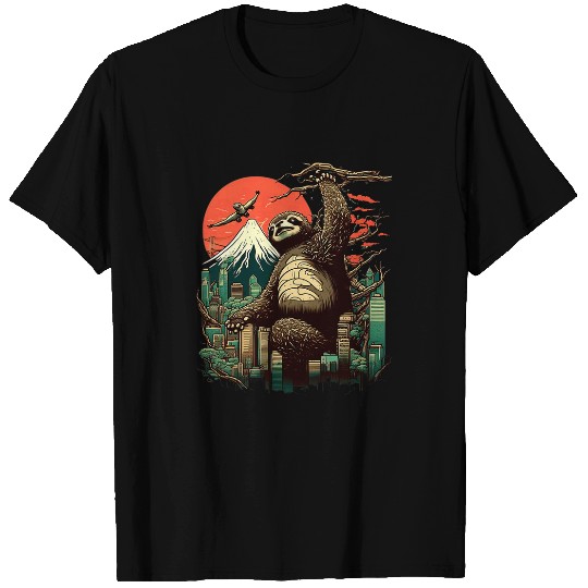 Sloth Pet Slothzilla Japan Anime Kaiju Sloth Monster Attack T-Shirts