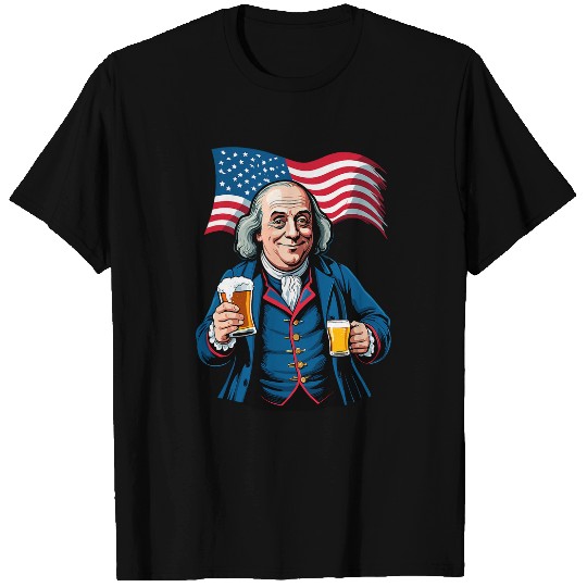 Beer Fun Boozing Benjamin Franklin With Beer Mug T-Shirts