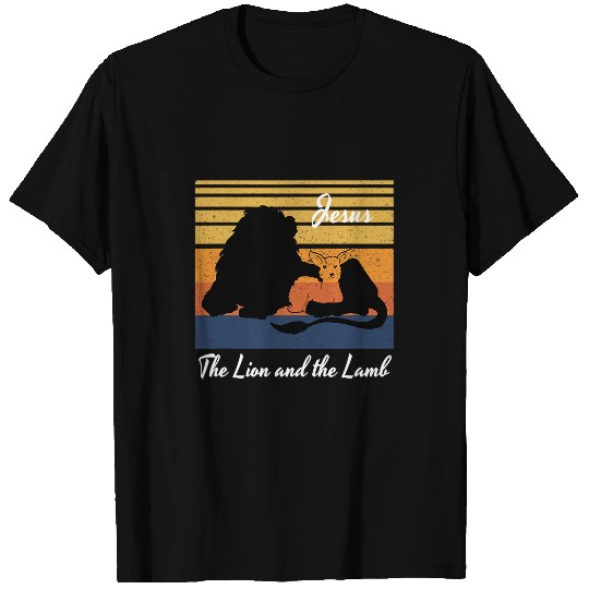 Lion Pet The Lion And The Lamb Christian Retro Jesus The Lamb Of God T-Shirts