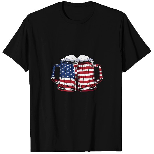 Beer Fun Drinking Team 4th Of July Cheers Beer American Flag T-Shirts