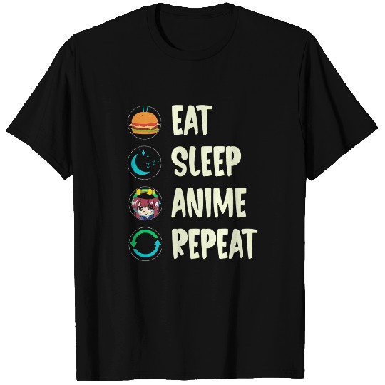 Eat Sleep Anime Repeat Kawaii Otaku Anime Manga T-Shirts