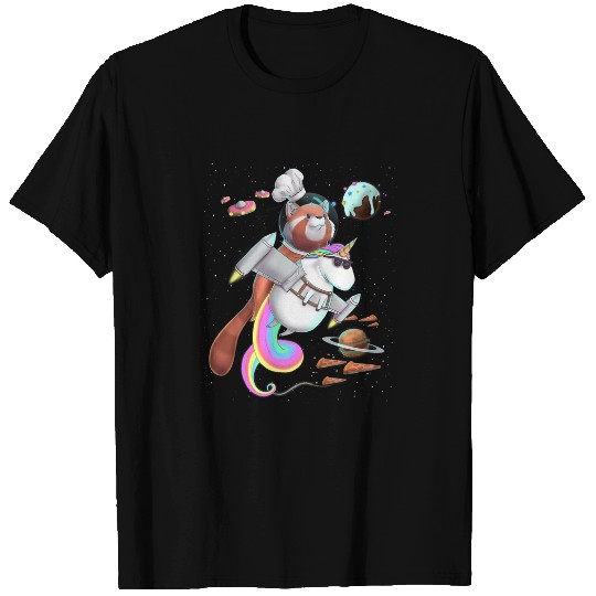 Panda Pet Red Panda Riding Unicorns Food Pizza Space Party Planet Cute T-Shirts