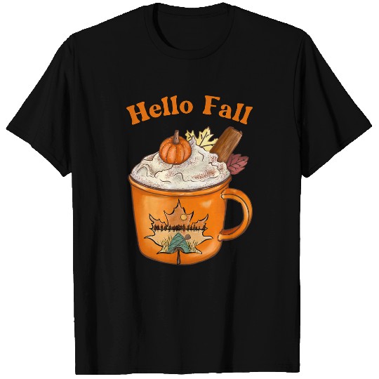 Cute Fall Hello Fall Pumpkin Spice Fall Leaves Outdoors T-Shirts