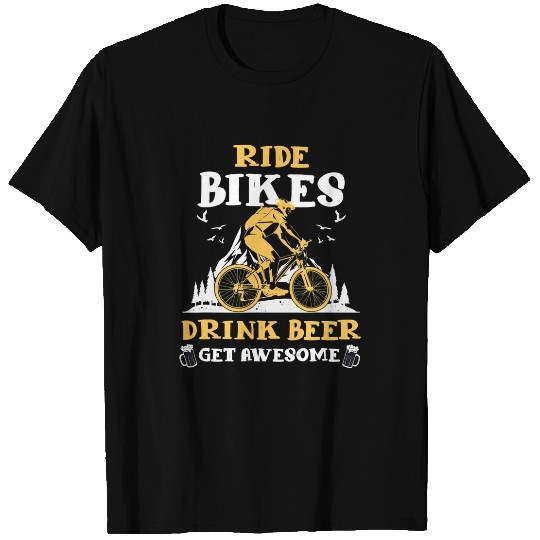 Beer Fun Beer Ride Bikes Cycling Beer Bicycle Mountain Bike Nature T-Shirts