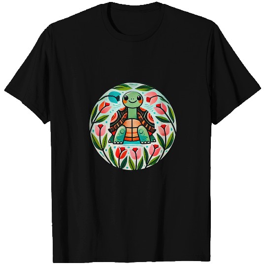 Turtle Pet Box Turtle Buttercup Flowers Illustration T-Shirts