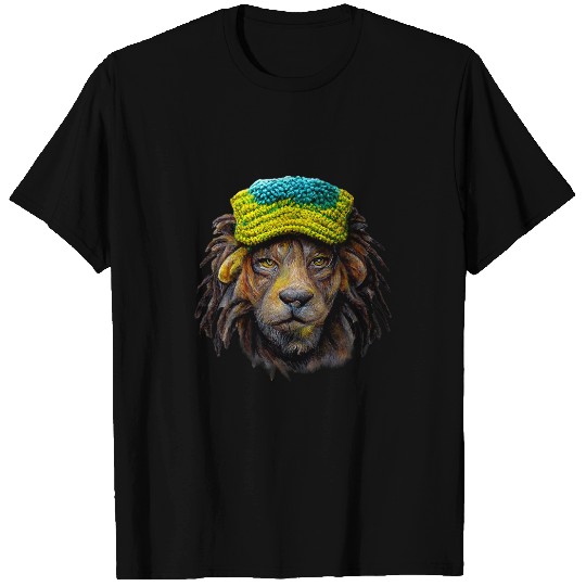 Lion Pet Rasta Reggae Lion Wearing Slouchy Hat Jamacian 8 T-Shirts