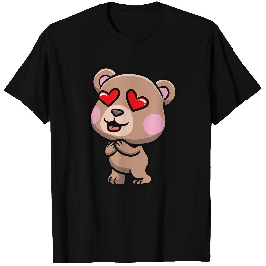 Bear Pet Brown Bear Kawaii Grizzly Aesthetic In Love Emoticon Kids T-Shirts