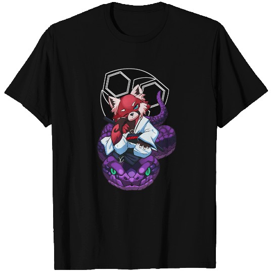 Panda Pet Cute Chibi Red Panda Ronin Snake Charmer Anime Lover T-Shirts