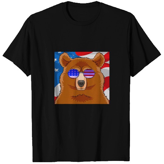 Bear Pet Grizzly Bear 4th of July Patriotic Men Women USA Sunglasses T-Shirts