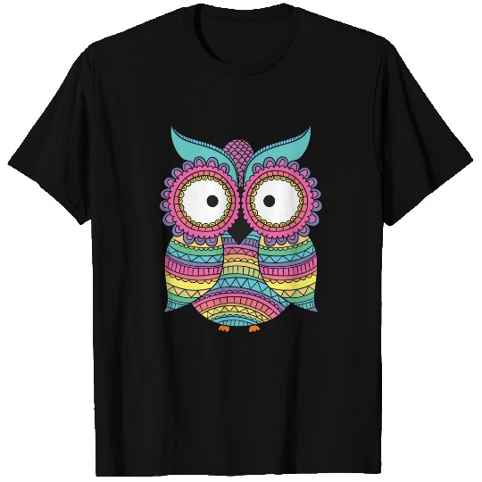 Discover Owl Pet Love Owls Colorful Drawing Mosaic Style T-Shirts