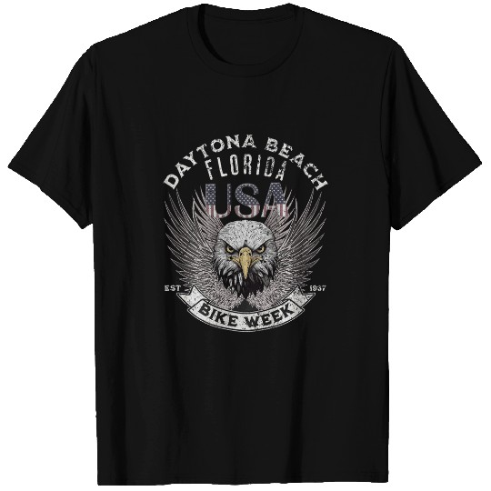 DAYTONA BEACH BIKE WEEK vintages USA EAGLE ON BACK T-Shirts