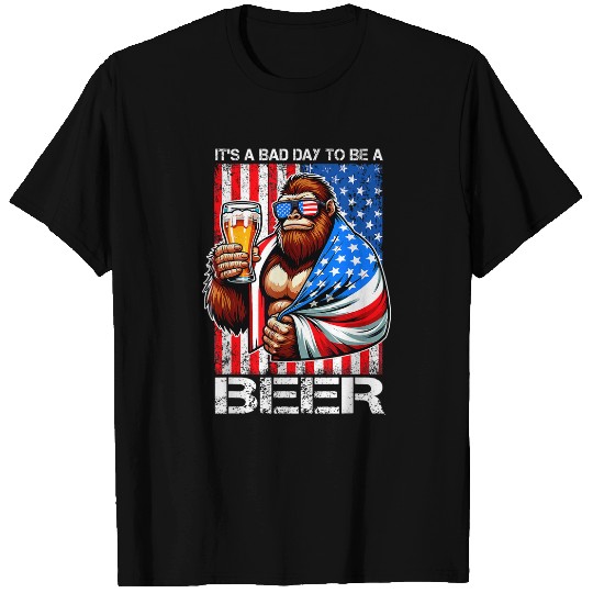 Beer Fun It s a Bad Day to Be a Cold Beer vintages US Flag 4th of July T-Shirts