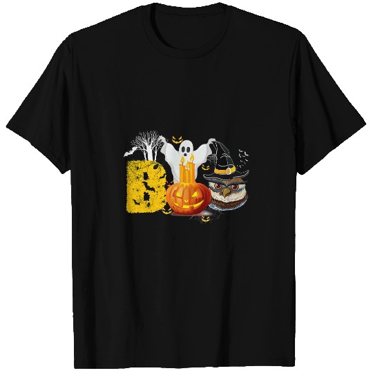 Discover Owl Pet Scary Boo Halloween Pumpkin With Owl Witch Hat T-Shirts
