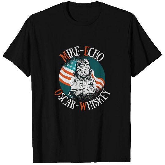 Wines Fun Cat Pilot Mike Echo Tango Whiskey MEOW Cat mom or dad T-Shirts