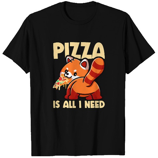 Panda Pet Animal Red Panda Pizza Fan Eating Fast Food Pizza T-Shirts