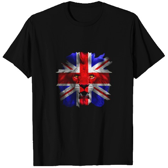 Lion Pet Union Jack UK Flag Lion Face Great Britain Union Jack Flag T-Shirts