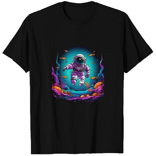Astronaut Flying Under Ocean Water Astronaut T-Shirts