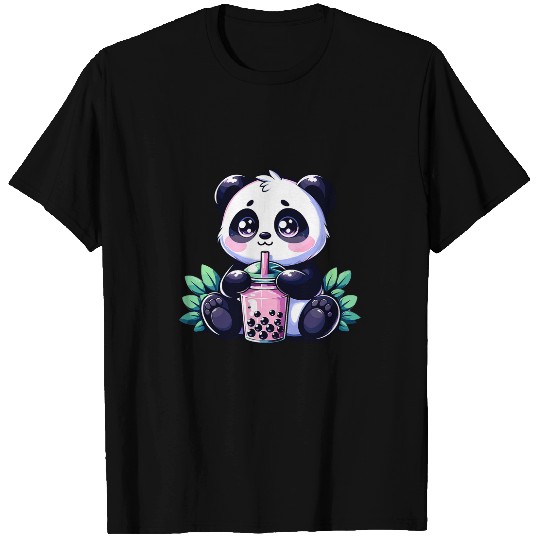 Panda Pet Kawaii Cute Anime Panda Drinking Bubble Boba Tea Panda T-Shirts