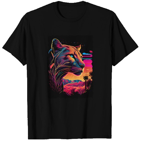 Lion Pet Cougar mountains sunset mountain lion retro vintages 4 T-Shirts