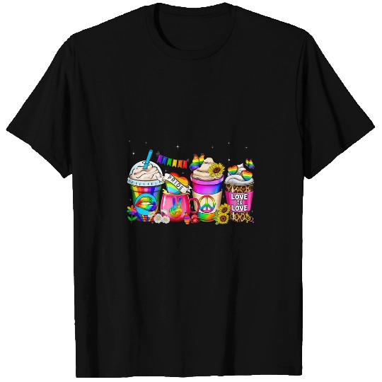 Coffee Fun LGBTQ Coffee Love Is Love LGBTQ Pride Month Funny Rainbow T-Shirts
