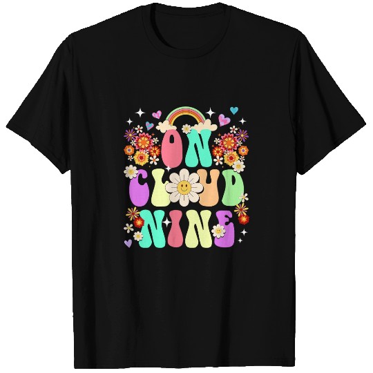 Retro On Cloud Nine Flower Happy 9th Birthday 9 Years Old 1 T-Shirts
