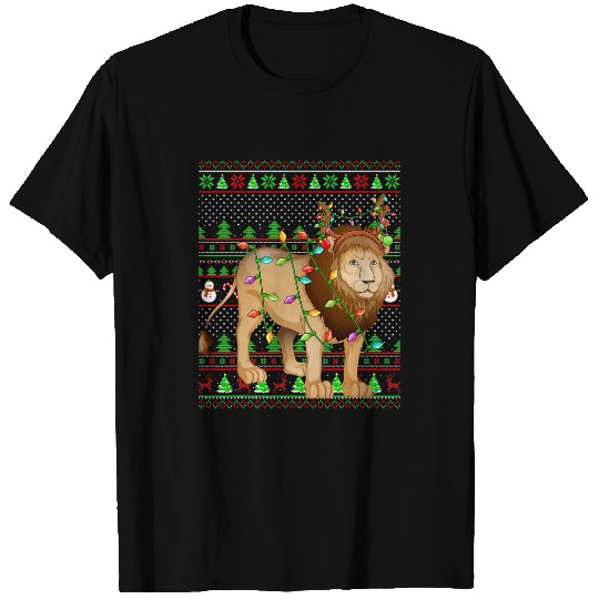 Lion Pet Ugly xmass Sweater Style Lighting Mountain Lion Christmas T-Shirts