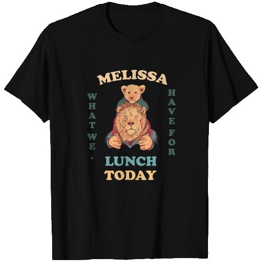 Lion Pet Retro Graphic two lions ask Melissa what we have for lunch T-Shirts