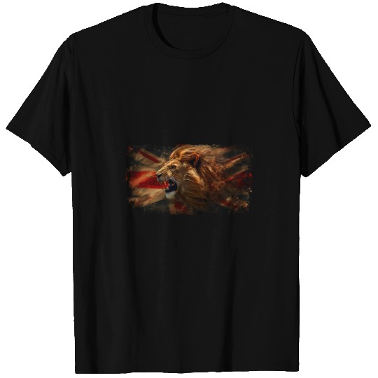 Lion Pet vintages Great Britain United Kingdom Lion Union Jack Flag T-Shirts