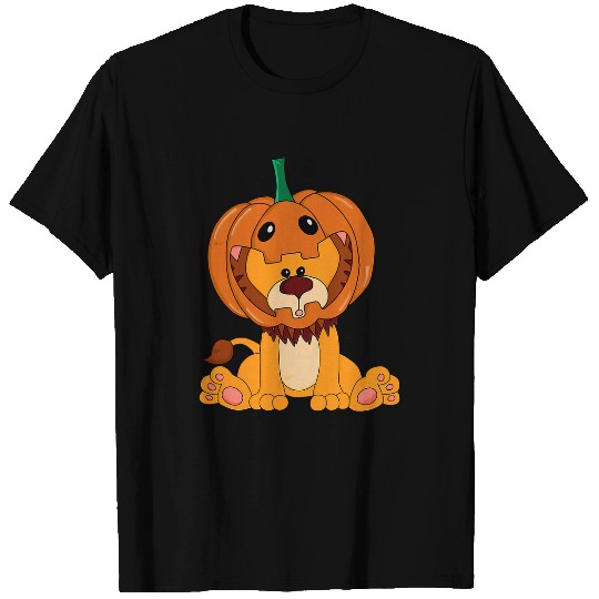 Lion Pet Baby Lion With Pumpkin Helmet Funny Halloween Costume T-Shirts