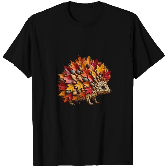 Hedgehog Pet Autumn Leaves Nature Autumn Animal Fall Vibes T-Shirts
