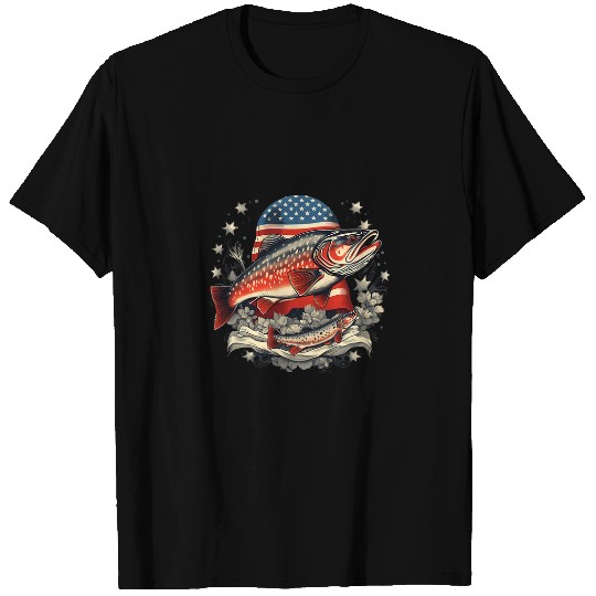 Fisherman American US Flag With Fly Fishing Brook Trout Fish 12 T-Shirts
