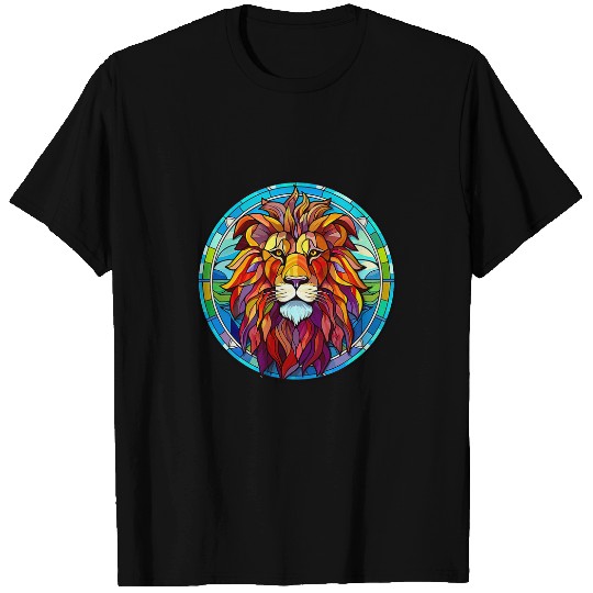 Lion Pet Cute Stained Glass Panthera Leo Stained Glass Lion T-Shirts