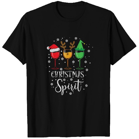 Wines Fun Christmas Spirit Wines Decorated Cute Glass Santa Rudolf Elf T-Shirts