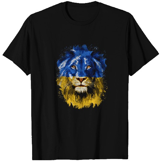 Lion Pet vintages Yellow Blue Flag Lion Face National Colors T-Shirts