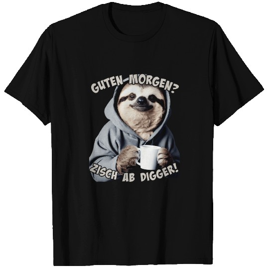 Coffee Fun Guten Morgen Zisch ab Digger Sloth Coffee Saying T-Shirts