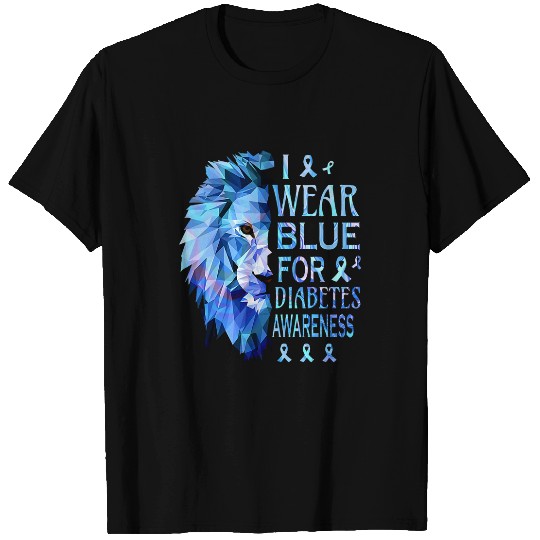 Lion Pet Warrior I Wear Blue For diabetess Awareness Inspiration T-Shirts