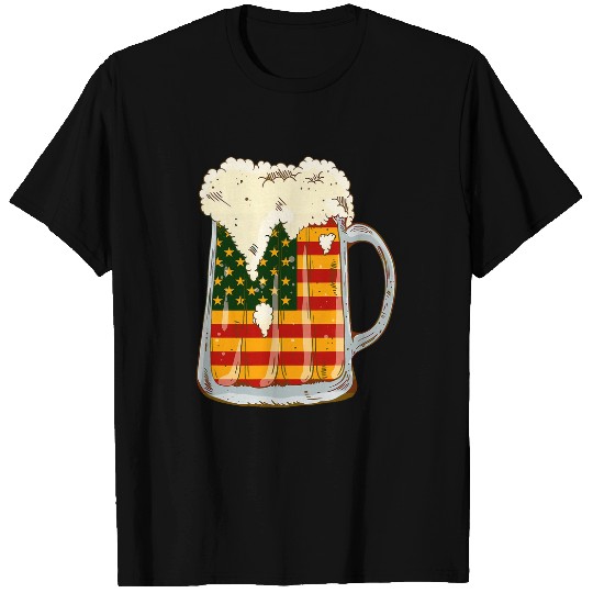 Beer Fun Beer USA Flag 4th Of July Drinking Command T-Shirts