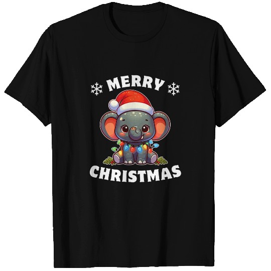 Elephant Pet Santa Hat Christmas Light Chain Elephant T-Shirts