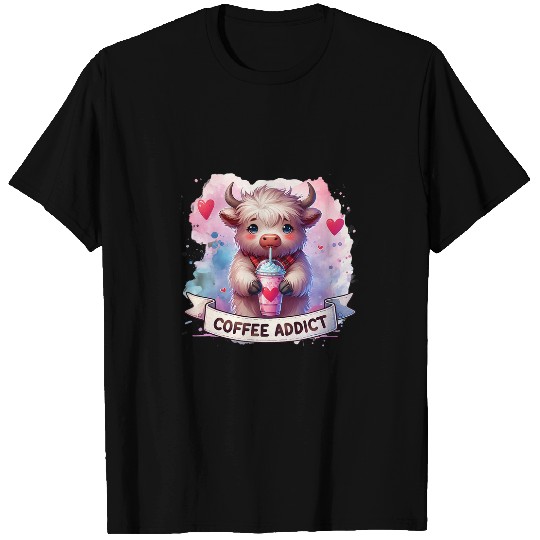 Coffee Fun Retro Cute Baby Highland Cow Heifers Calf Animal Coffee Cup T-Shirts