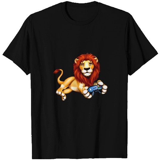 Lion Pet Video Game Controller Gamers Big Cat Video Game Players T-Shirts
