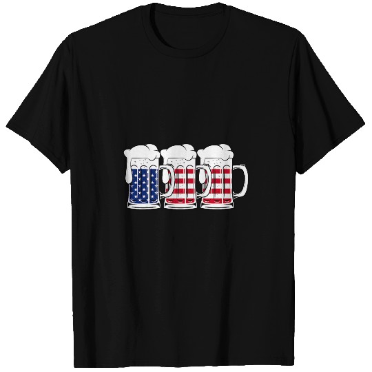 Beer Fun Beer USA Flag Merica Drinking American Men Women 4th of July T-Shirts